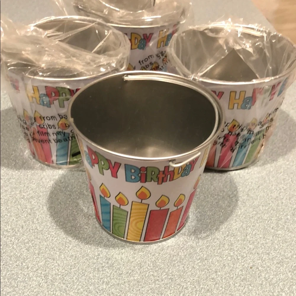 Colorful Birthday Party Mini Buckets lot of 4